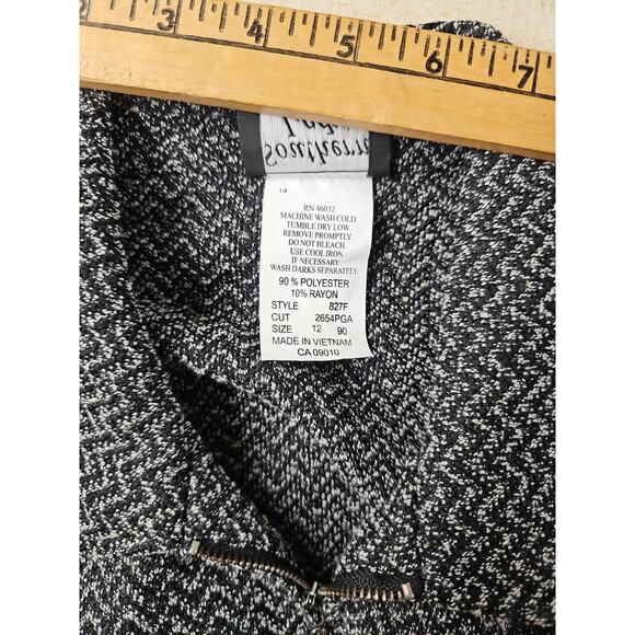 Southern Lady Jacket Womens Size 12 Tweed Full Zip Carpet Black Grey Chevron - Picture 9 of 9